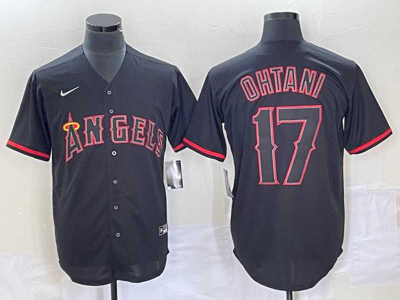 Men%27s Los Angeles Angels #17 Shohei Ohtani Lights Out Black Fashion Cool base Nike Jersey->houston astros->MLB Jersey
